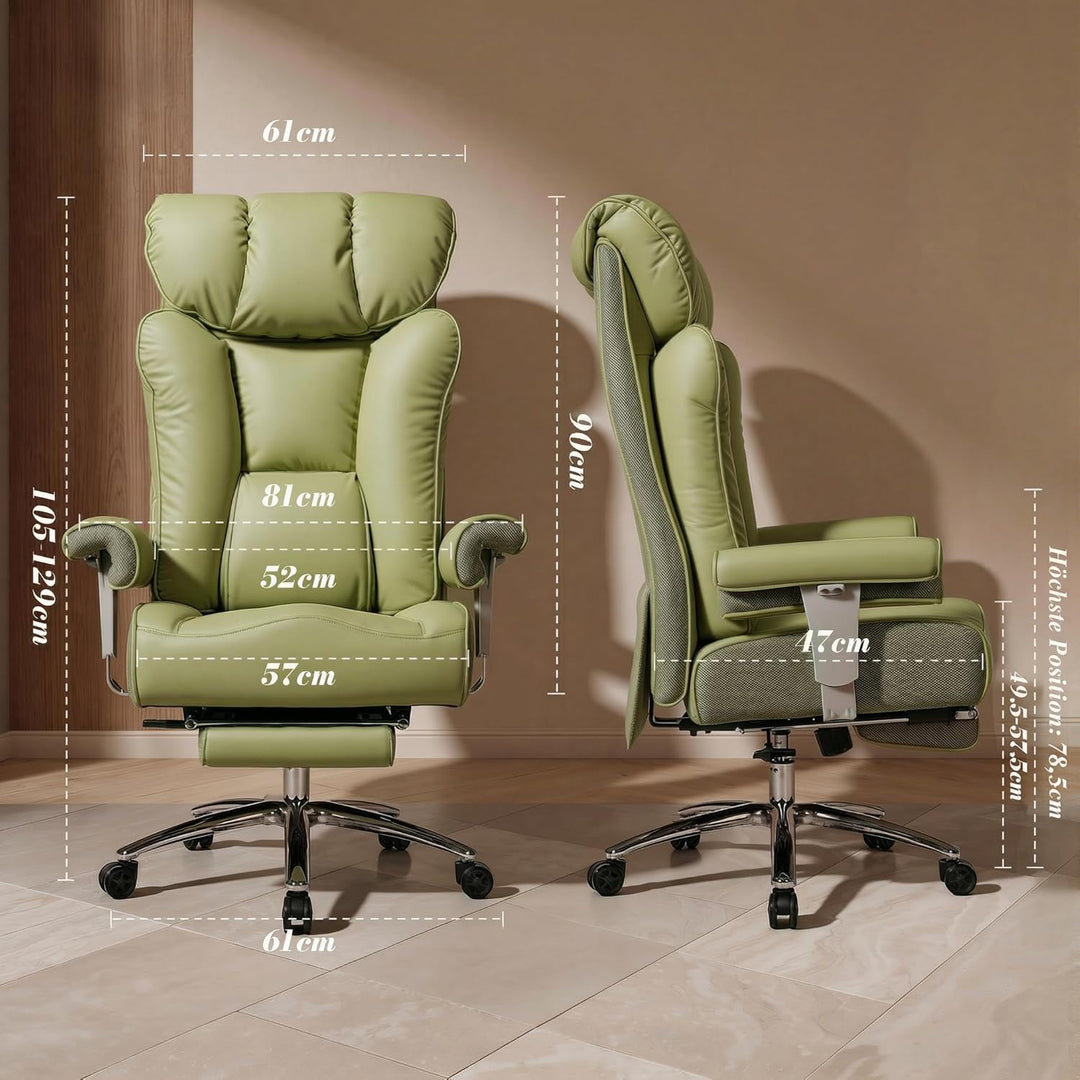 Efomao Bürostuhl, Executivesessel PU-Leder mit Integrierter Lendenwirbelstütze, Ergonomischer Chefse