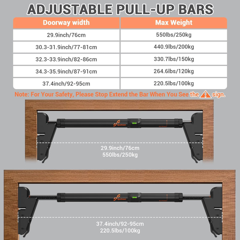 Sportneer Klimmzugstange Türrahmen, Gear-Lock Funktion Pull Up Bar Reckstange Türrahmen Ohne Schraub