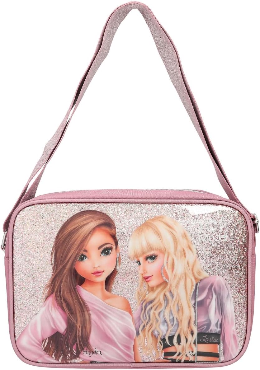 Depesche 12528 TOPModel Glitter Queen - Umhängetasche in Rosa, Tasche mit Reissverschluss und längen