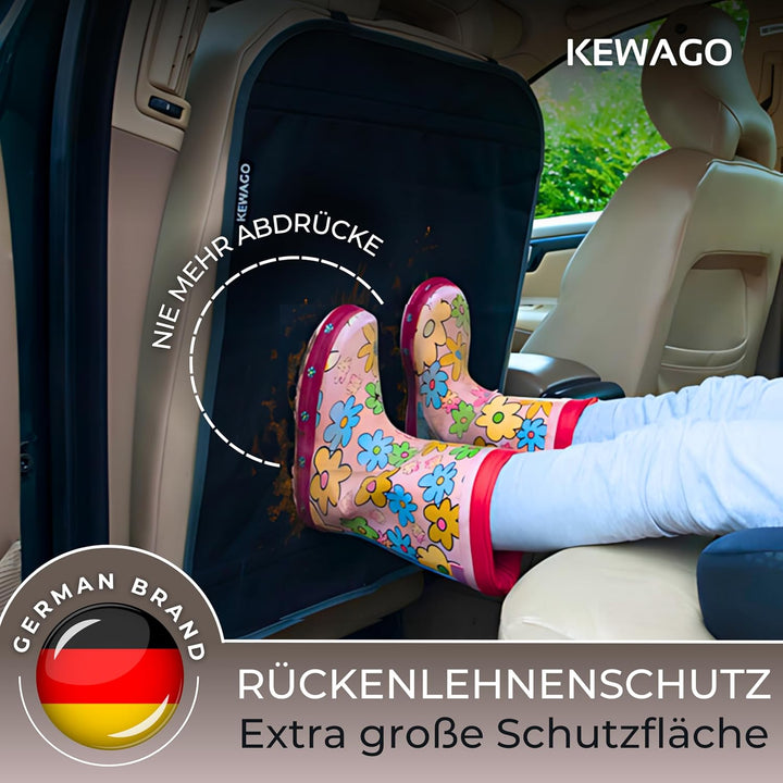 Kewago Rückenlehnenschutz Auto Kinder, Sitzschoner Auto Rückenlehne für die Rückseite der Vordersitz
