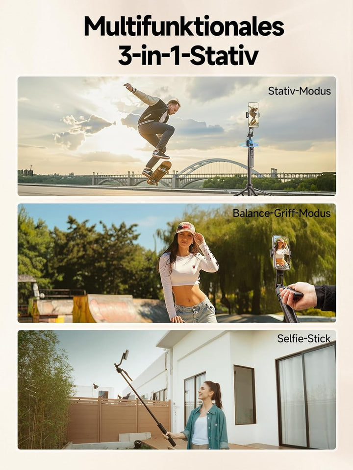 Handy Stativ mit Verfolgung, Rollei 360 Grad Rotation Automatic Face Tracking Smartphone Tripod Self