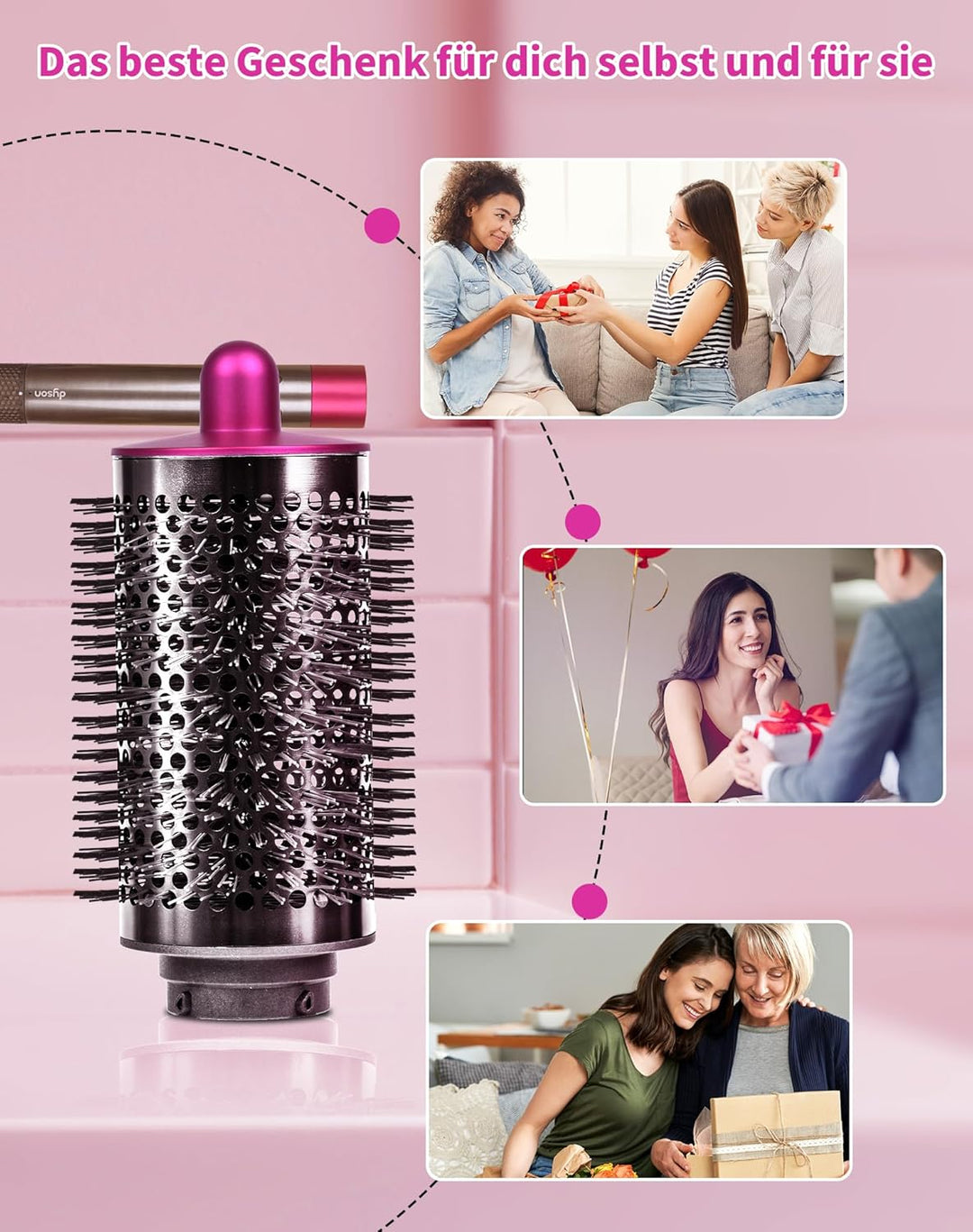 Verbesserte grosse, runde Volumenbürste für Dyson für Airwrap Aufsätze HS01 HS05, Volumenaufsatzbürs