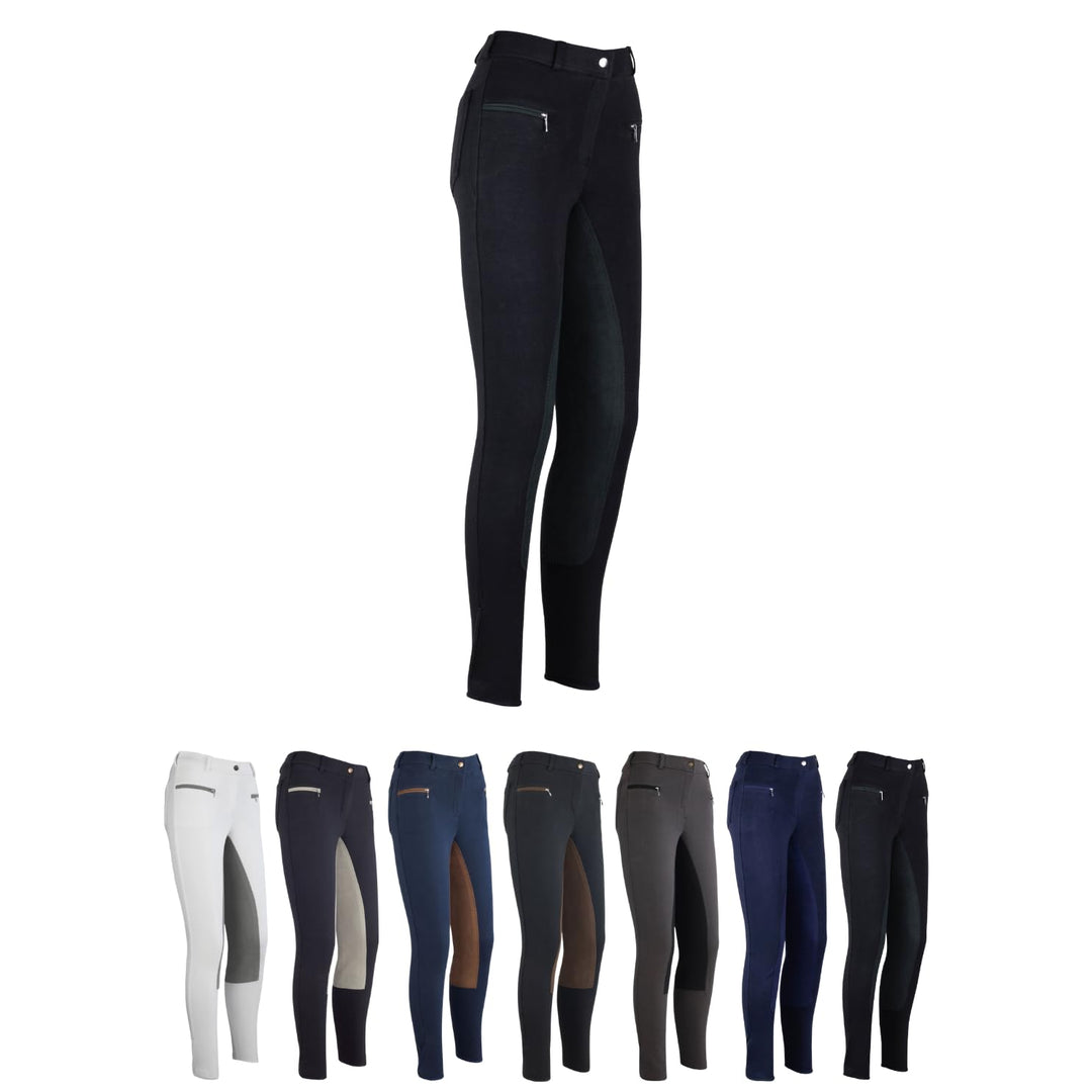 RL24 - Damen Reithose Vollbesatz BASICLINE 46 Schwarz/Schwarz, 46 Schwarz/Schwarz