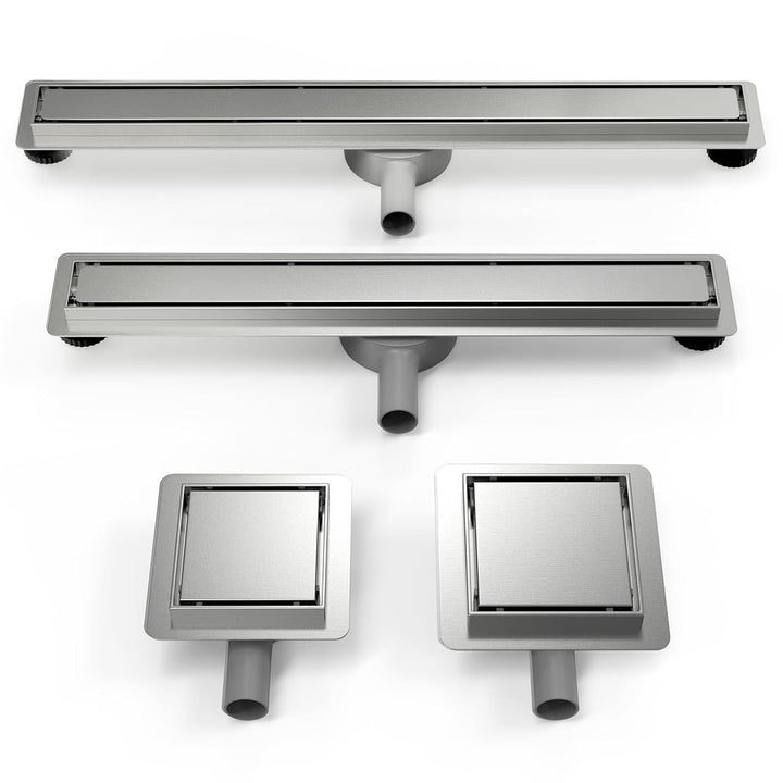 15x15cm Duschrinne Quadrat, Befliesbar Duschablauf Komplettset Edelstahl mit 360° Siphon Geruchsstop