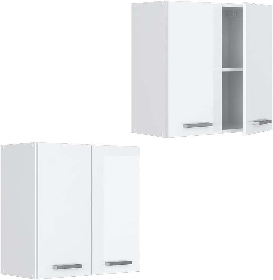 Vicco Hängeschrank R-Line, Weiss Hochglanz/Weiss, 60 cm Weiss Hochglanz Hängeschrank 60cm, Weiss Hoc