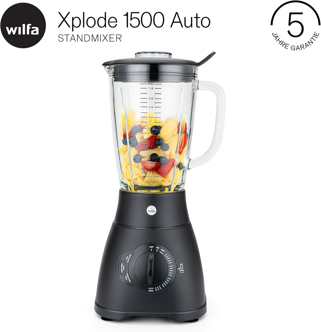 Wilfa XPLODE AUTO Standmixer - 1,8l Borosilikat-Glaskrug inkl. Mess-Skala - 1.500 Watt - 3 Programme