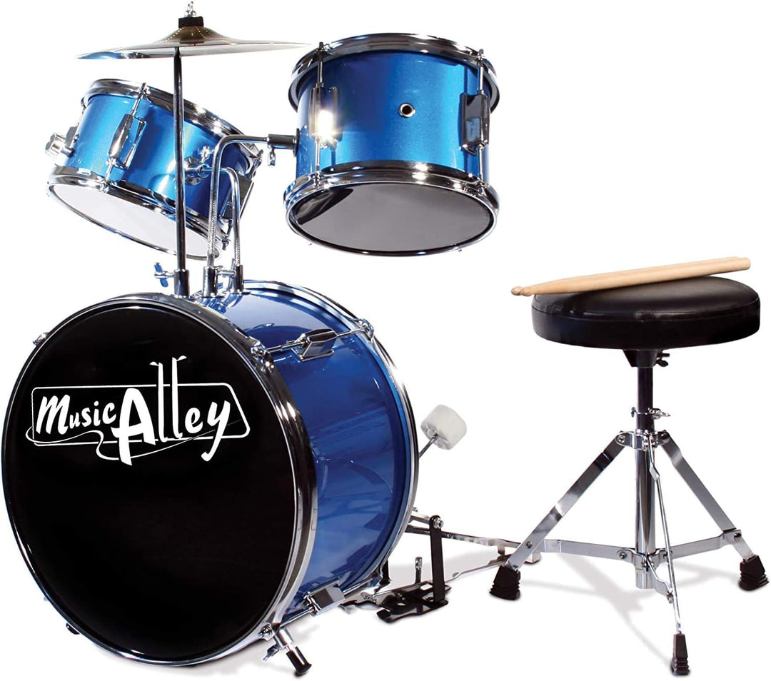 Music Alley Junior Drum Kit for Kids with Kick Drum Pedal & VARTA Batterien AA Blue Bundle mit AA Mi