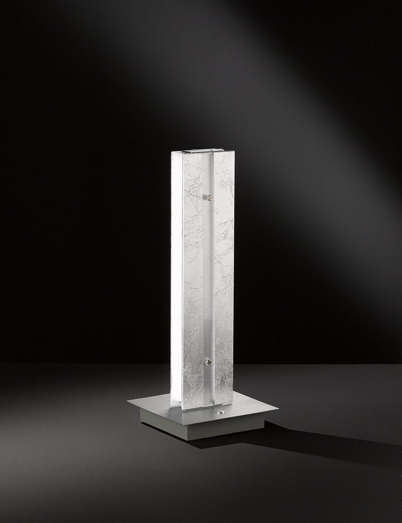 WOFI Tischleuchte, Aluminium, Integriert, 12 W, Silber, 15 x 15 x 37 cm Silber Tischleuchte, Silber