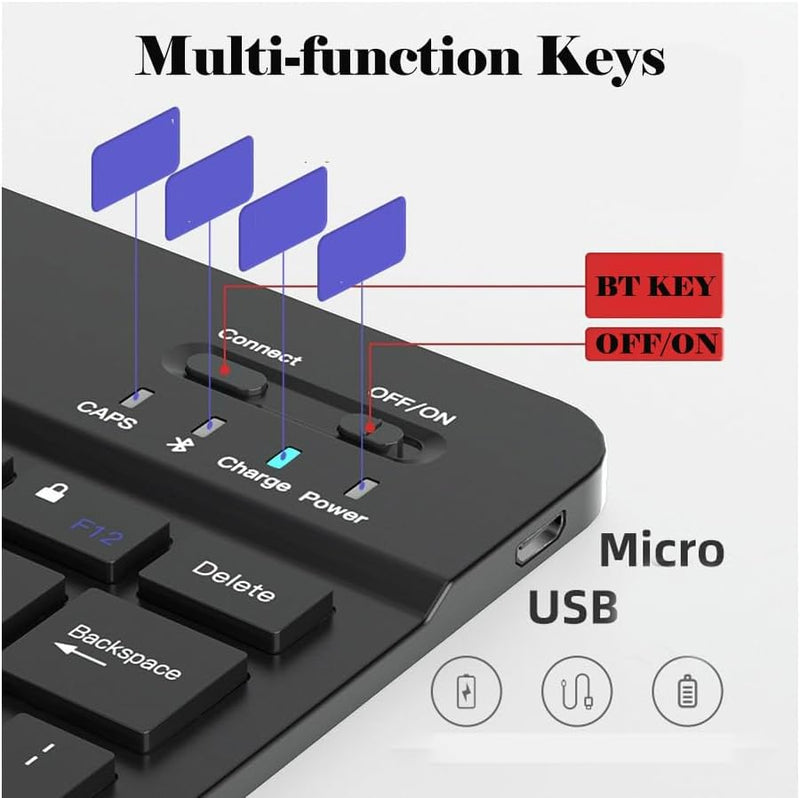 Cuifati Kabellose Bluetooth-Tastatur-Maus-Kombination, Ultradünne Tastatur mit 1600 DPI und Ergonomi