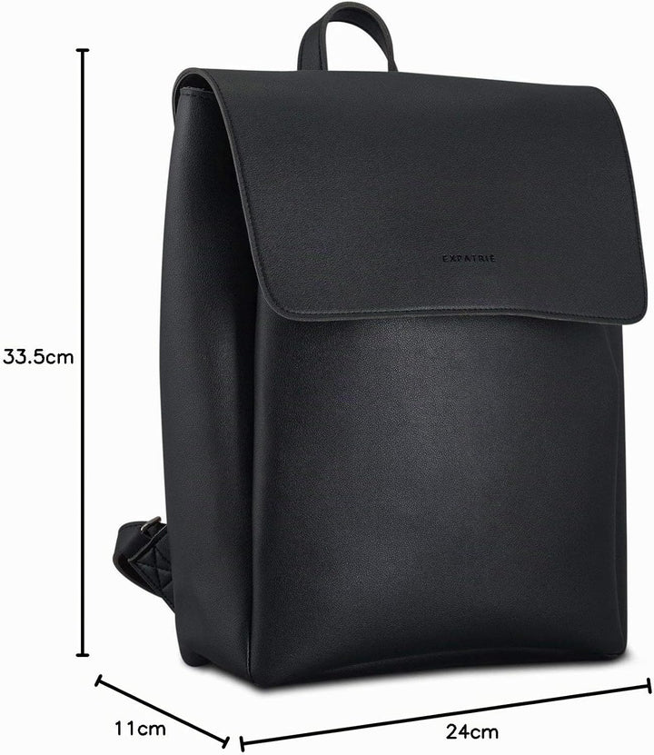 Expatrié Rucksack Damen Elegant Schwarz - Noelle - Moderner Lederrucksack Für City, Business, Uni -