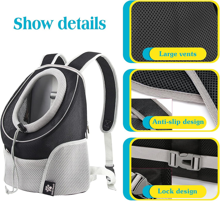 PETCUTE Hunderucksack für Kleine Hunde,Verstellbare Katzenrucksack Transporttasche mit Head-Out-Desi