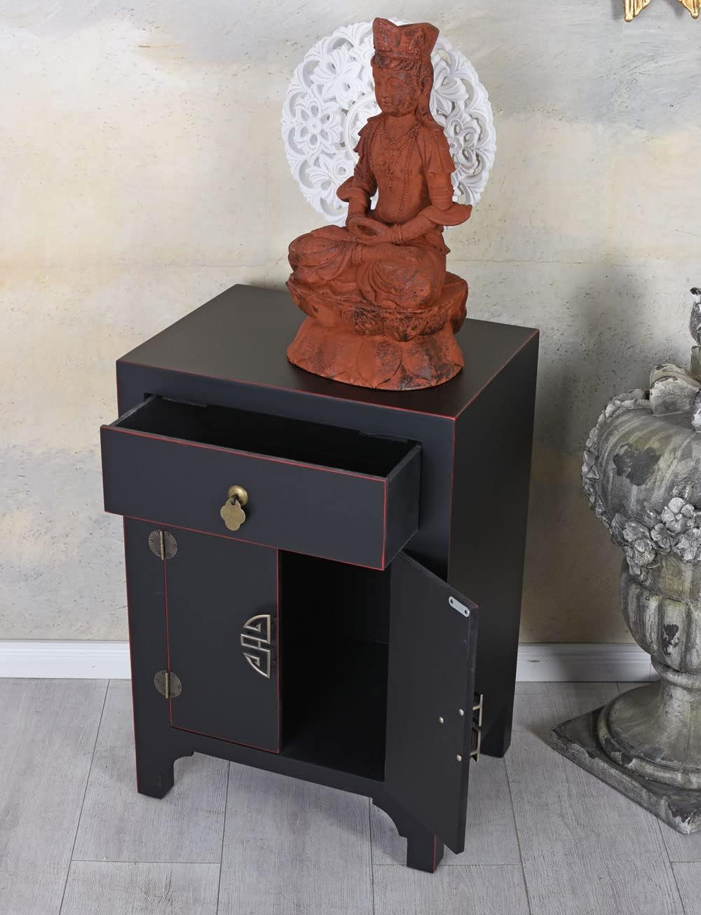 Nachtkonsole Chinesischer Hochzeitsschrank Holzschrank Schwarz Schrank mya039 Palazzo Exklusiv