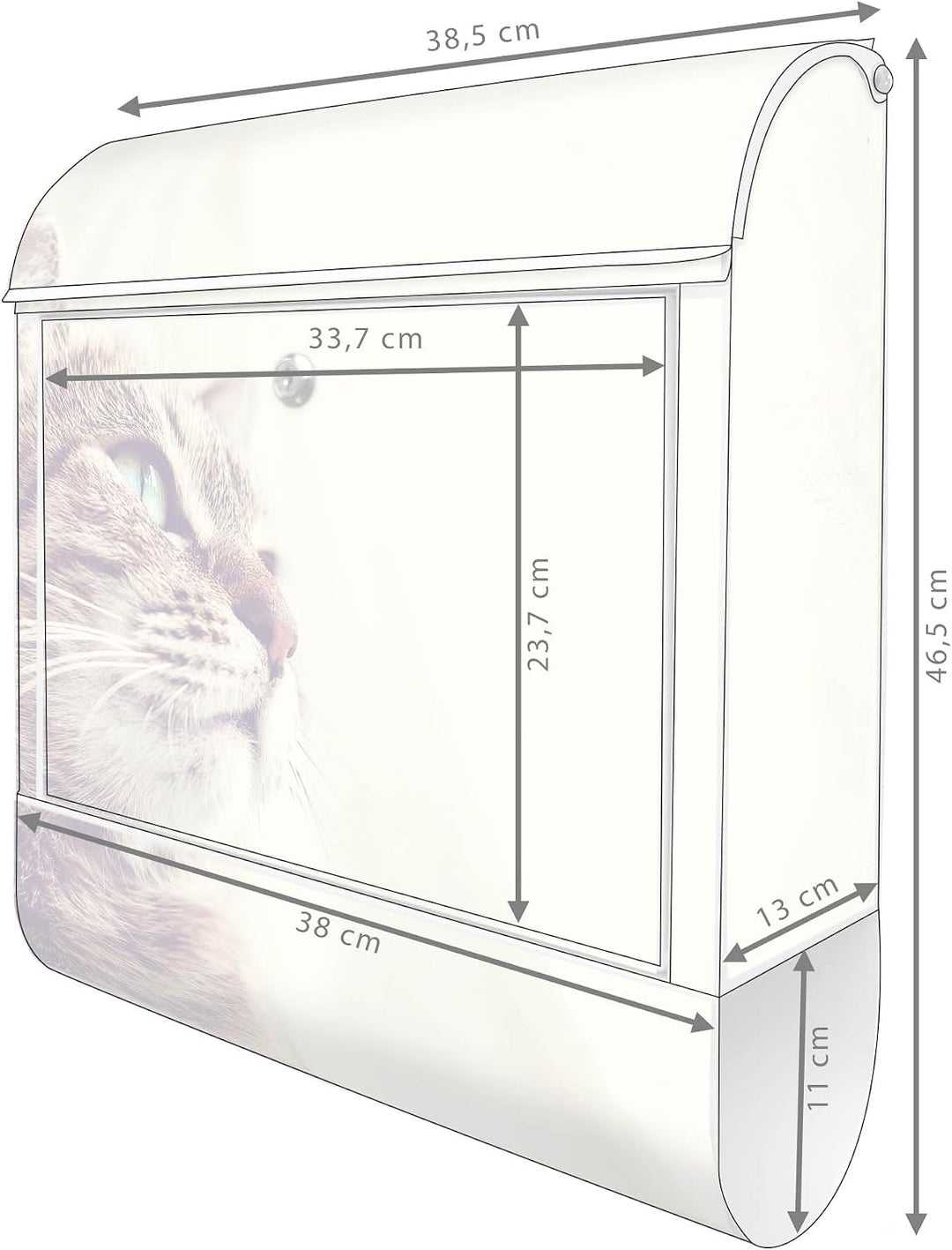 banjado® Design Briefkasten mit Motiv Holgerson 39x47x14cm &amp; 2 Schlüssel - Briefkasten Stahl weiss m