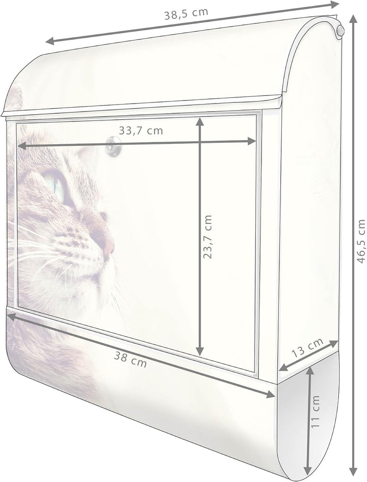 banjado® Design Briefkasten mit Motiv Holgerson 39x47x14cm &amp; 2 Schlüssel - Briefkasten Stahl weiss m