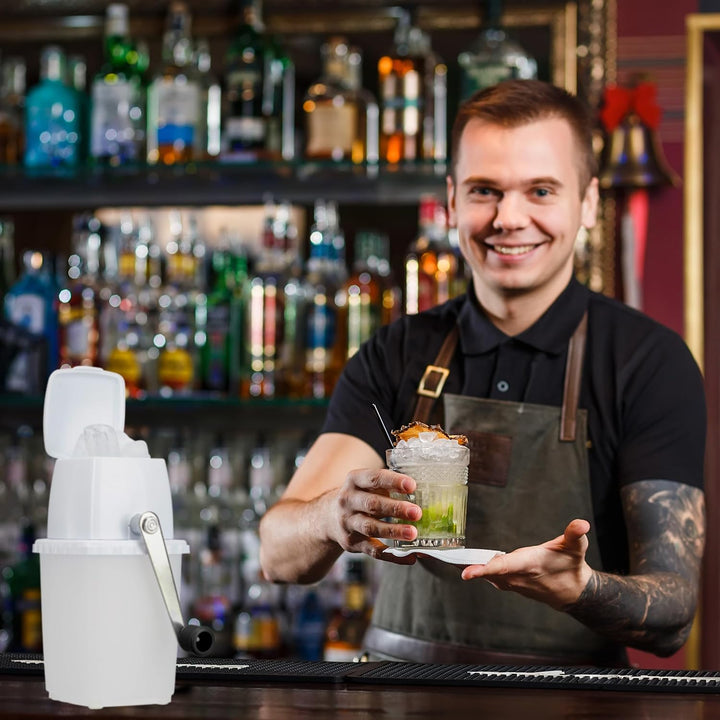 Relaxdays Eiscrusher, manuelle Eismühle, mit Handkurbel, Barzubehör, Crushed Ice für Cocktails, Long