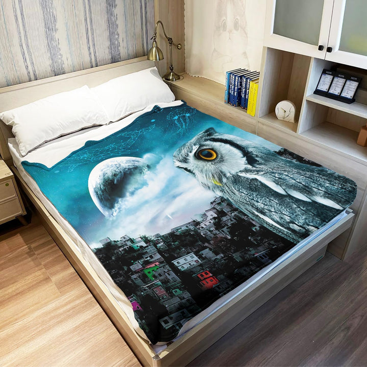 YISUMEI Kuscheldecke Eule Decke Flauschige Weich Fleecedecke für Sofa Bett,135x200cm 135 x 200 cm, 1