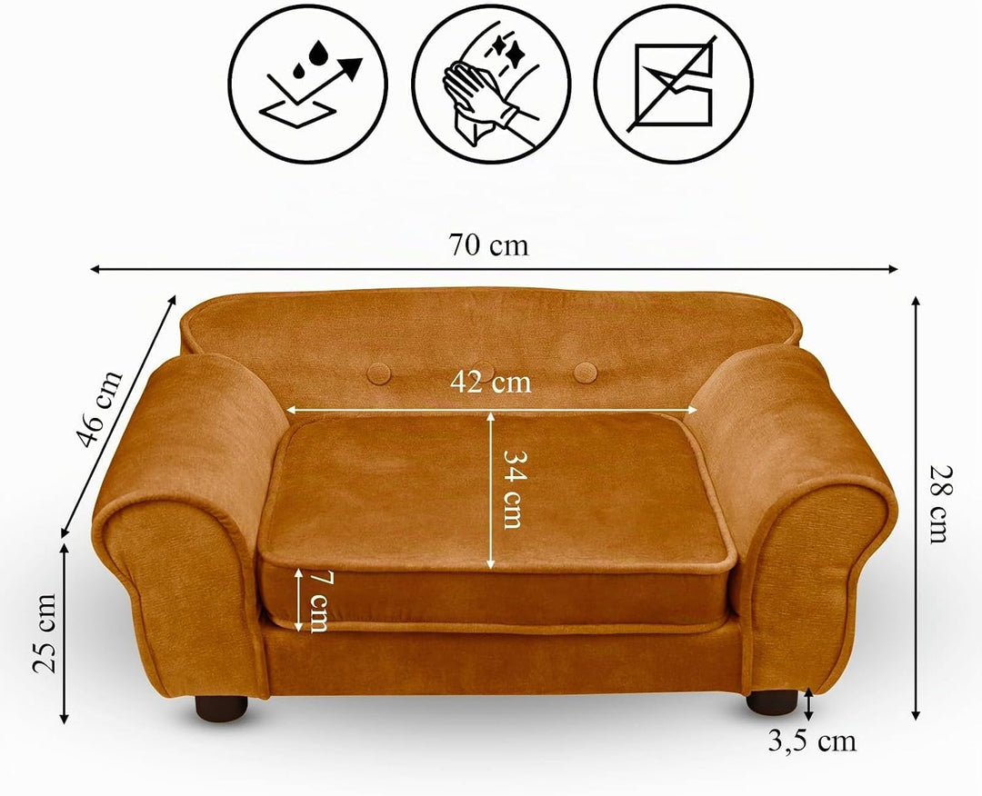 MG Design Haustiersofa in Orange – stabiles Holzgestell, weich gepolstert, pflegeleicht – Hundesofa
