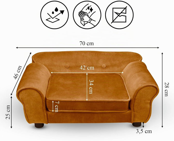 MG Design Haustiersofa in Orange – stabiles Holzgestell, weich gepolstert, pflegeleicht – Hundesofa