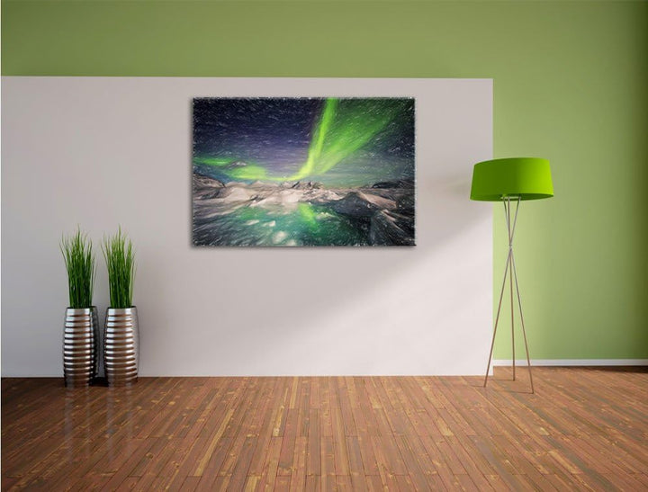 Pixxprint Polarlicht als Leinwandbild/Grösse: 100x70 cm/Wandbild/Kunstdruck/fertig bespannt, 100x70