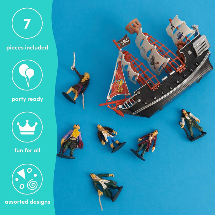 THE TWIDDLERS Piratenschiff (7cm Höhe, 27cm Länge) Spielzeug mit 6 Piratenfiguren (5cm Höhe) für Kin