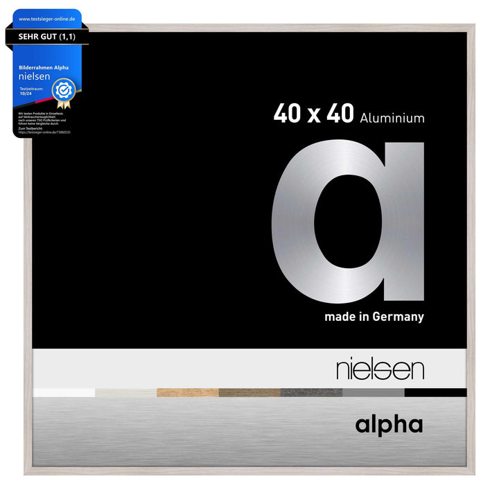 nielsen Aluminium Bilderrahmen Alpha, 40x40 cm, Eiche Weiss Eiche Weiss 40 x 40 cm, Eiche Weiss 40 x