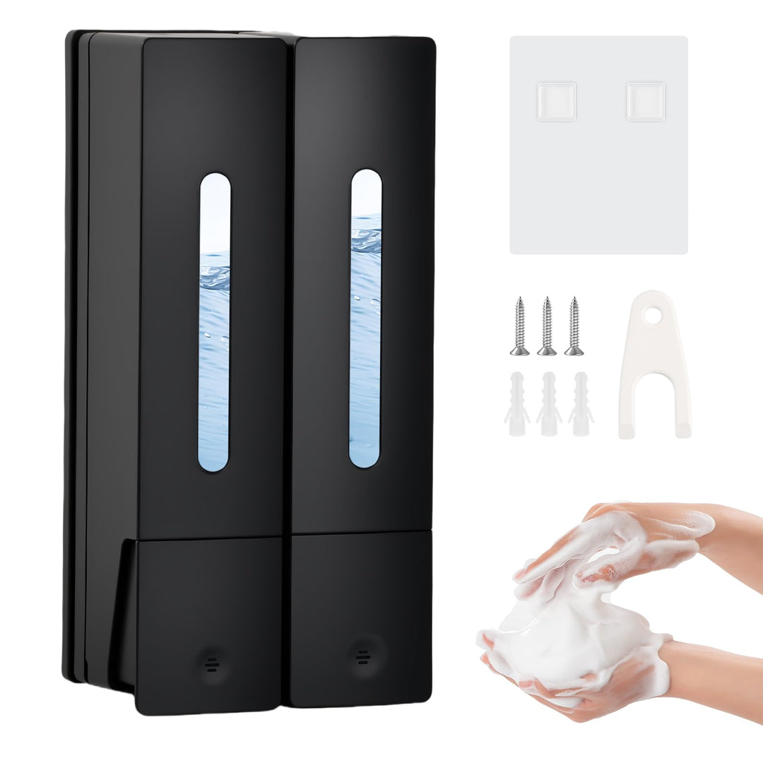 Duschspender Wandmontage Ohne Bohren, 400ml Seifenspender für Dusche, 2/3 Kammern, Shampoo & Duschge