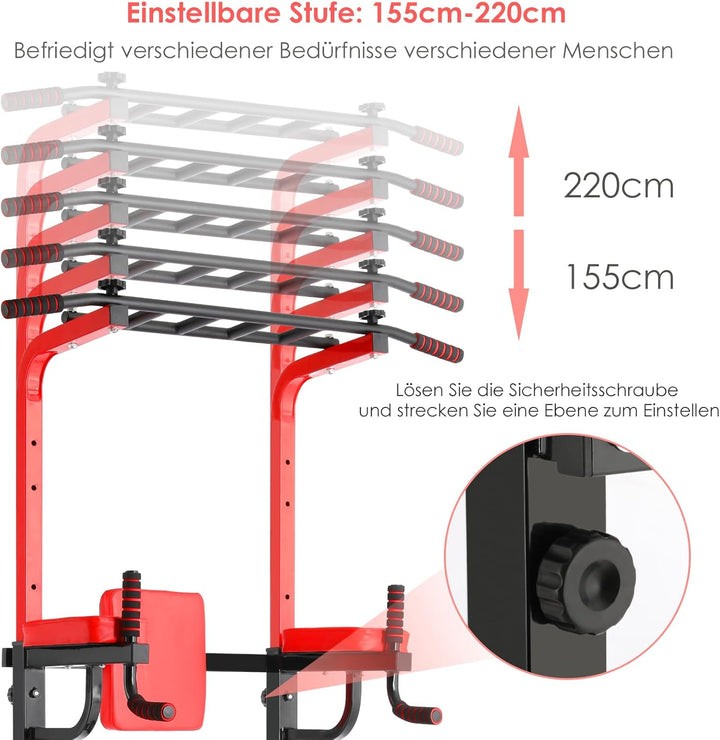 Power Tower Dip Station Klimmzugstange für Heim-Fitness-Studio Krafttraining Workout-Ausrüstung, höh
