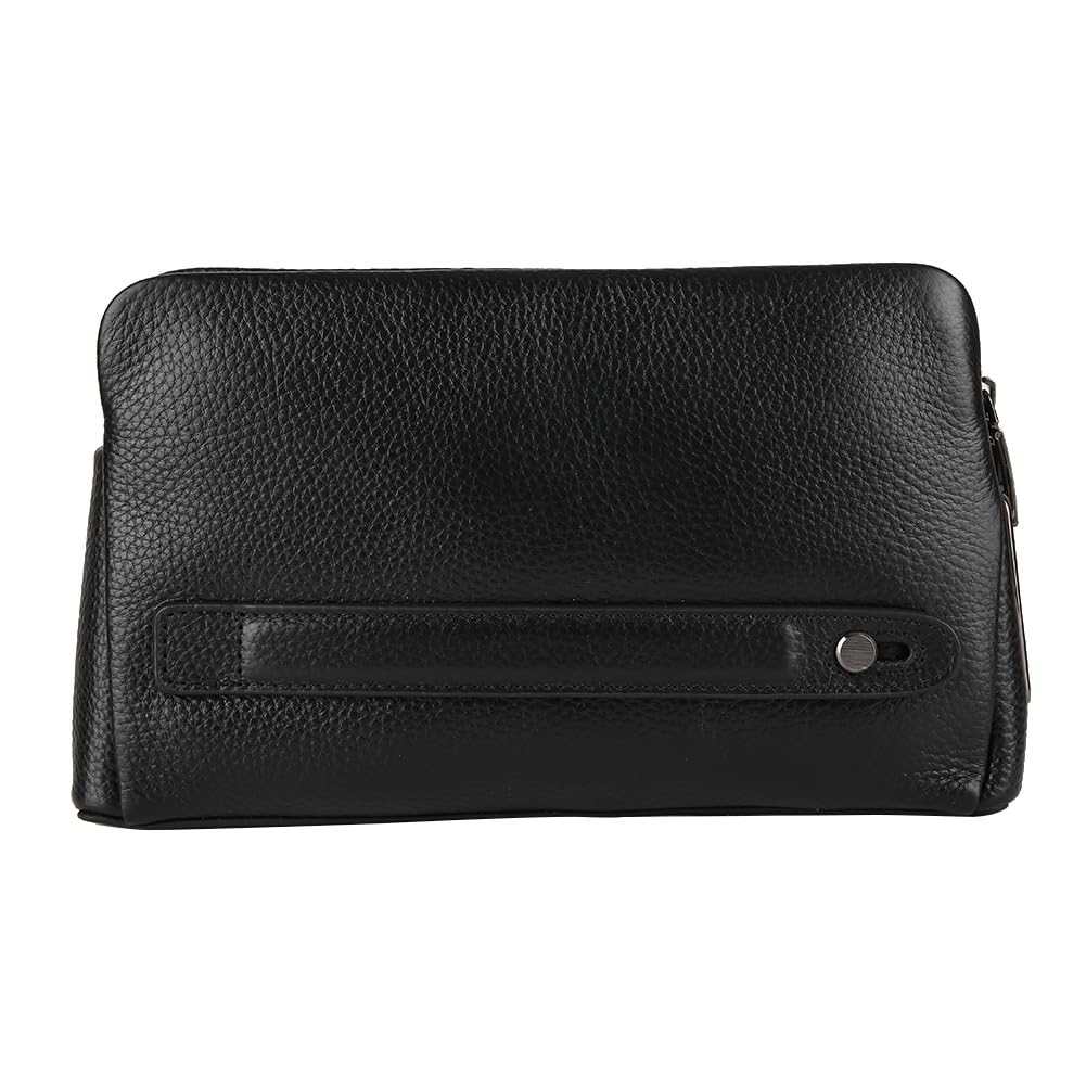 Mxzzand Herren Geldbörse Herren Reissverschluss Leder Geldbörse Smart Fingerprint Geldbörse Herren B