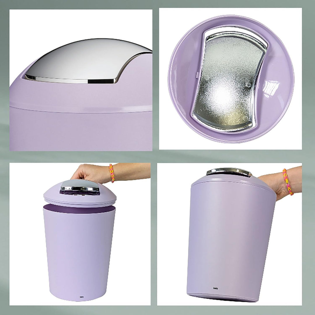 kela Schwingdeckeleimer violett, Kosmetikeimer 5l mit Schwingdeckel, Kunststoff, MARTA, Mülleimer Ba