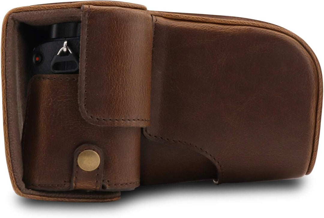 MegaGear Ever Ready Leder Kameratasche mit Trageriemen kompatibel mit Sony Alpha A6100, A6400 (18-13