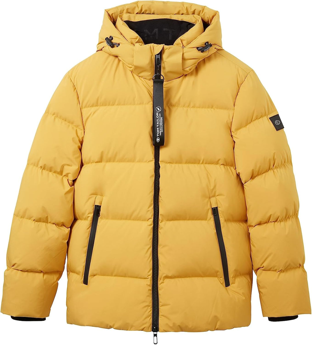 TOM TAILOR Herren Recycled Down Puffer-Jacke mit Abnehmbarer Kapuze S 10533-golden Fall, S 10533-gol