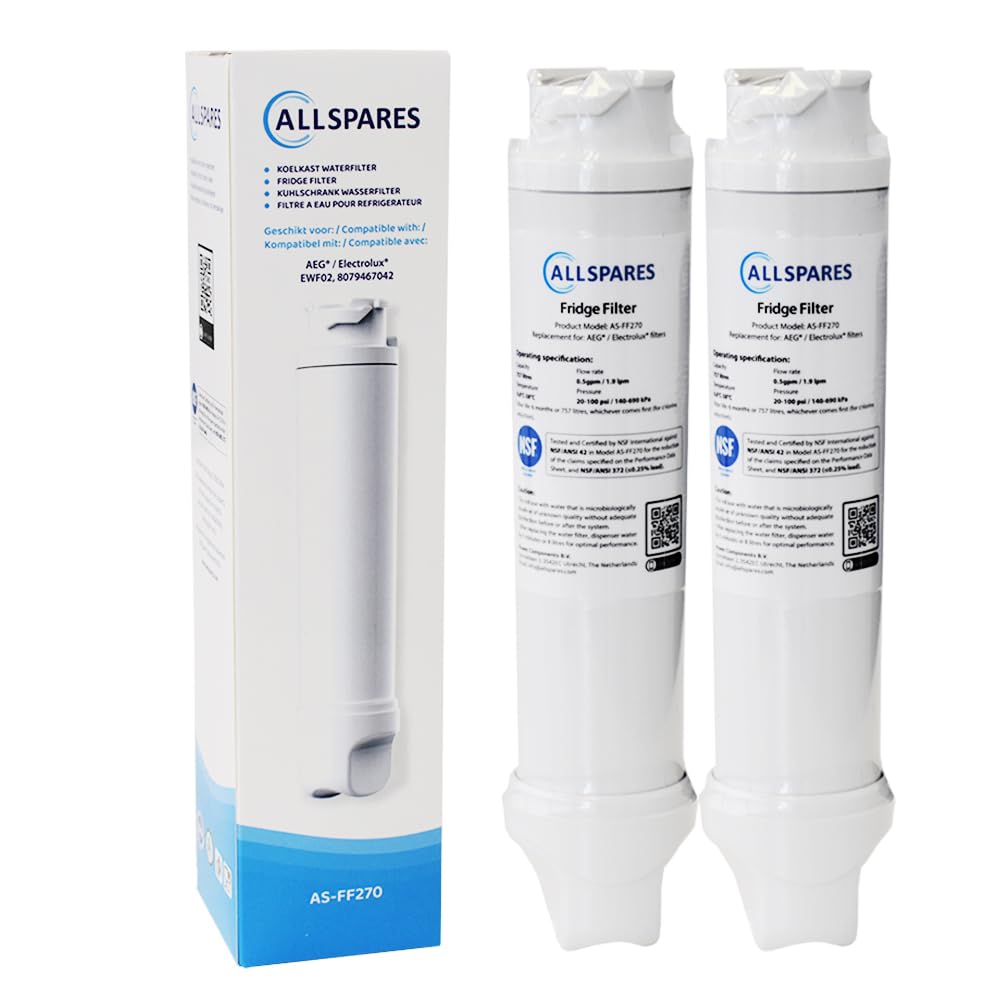 AllSpares Wasserfilter für Kühlschrank geeignet für AEG-Electrolux EWF02 / 8079467042 (2 Stück), 2 S