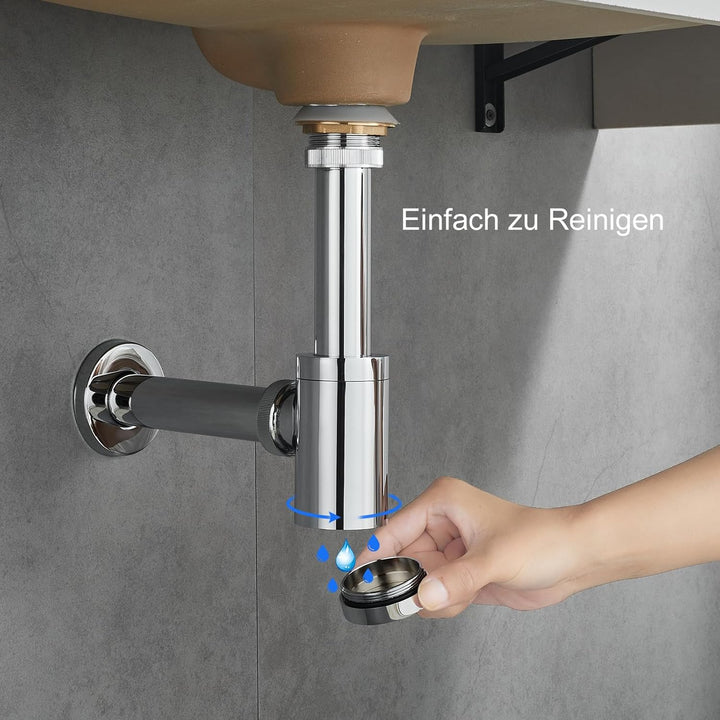 KEOKBON Universal- 1 1/4 Zoll x 32mm Siphon für Waschbecken & Waschtisch - Abflussgarnitur passgenau