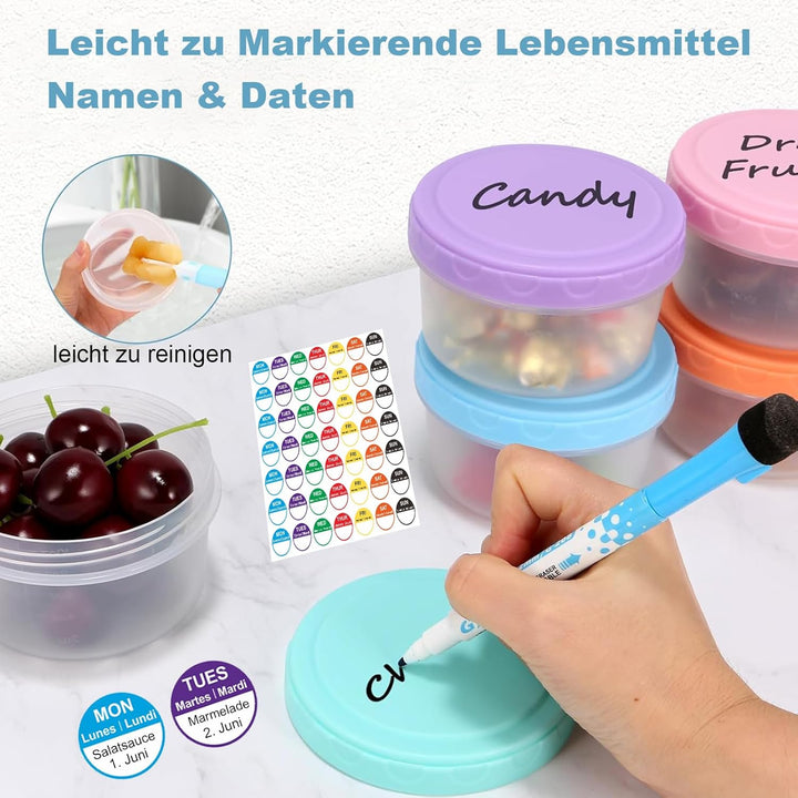 16 Stück Gefrierdosen 4 Grössen mit Deckel, Auslaufsichere Vorratsdosen mit Skalenmarkierung, BPA-fr