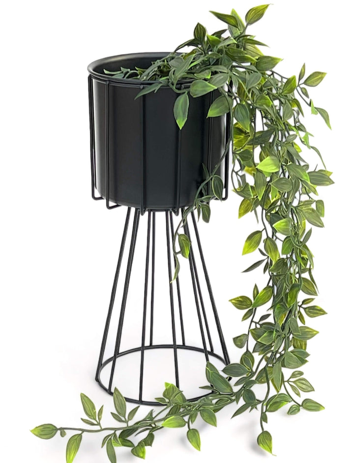 DanDiBo Blumenhocker Metall Schwarz 32 cm Blumenständer 96528 Blumensäule Modern Pflanzenständer Pfl