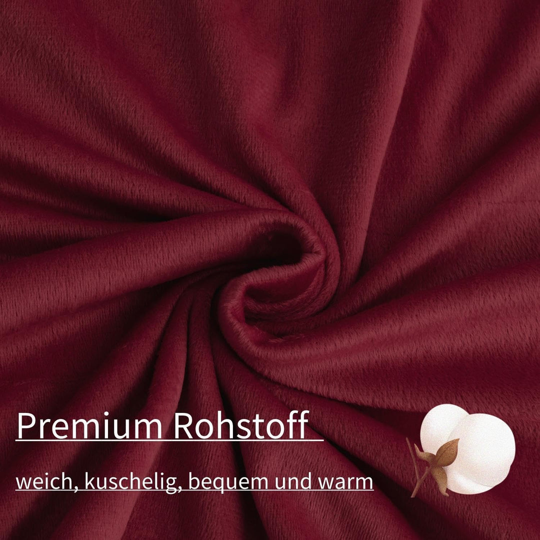 Boqingzhu Biber Bettwäsche 200×220cm Plüsch Rot Weinrot Flanell Winter Warm Kuschelig Flauschig Bett
