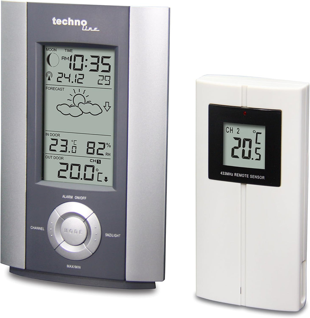 Technoline Wetterstation WS 6710, Grau, 2-teilig bestehend aus Station und Sensor