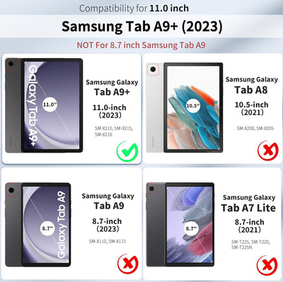 CACOE Hülle Tastatur Kompatibel mit Samsung Galaxy Tab А9+ 2023 11 Zoll Tastatur mit Touchpad, 7-Far