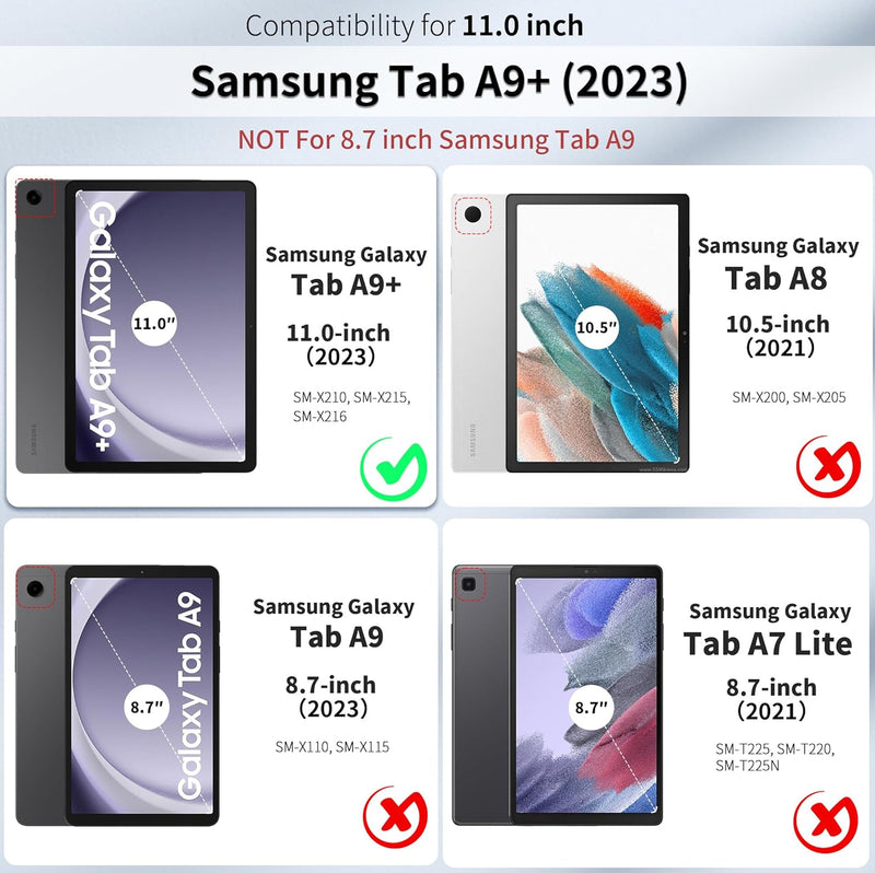CACOE Hülle Tastatur Kompatibel mit Samsung Galaxy Tab А9+ 2023 11 Zoll Tastatur mit Touchpad, 7-Far