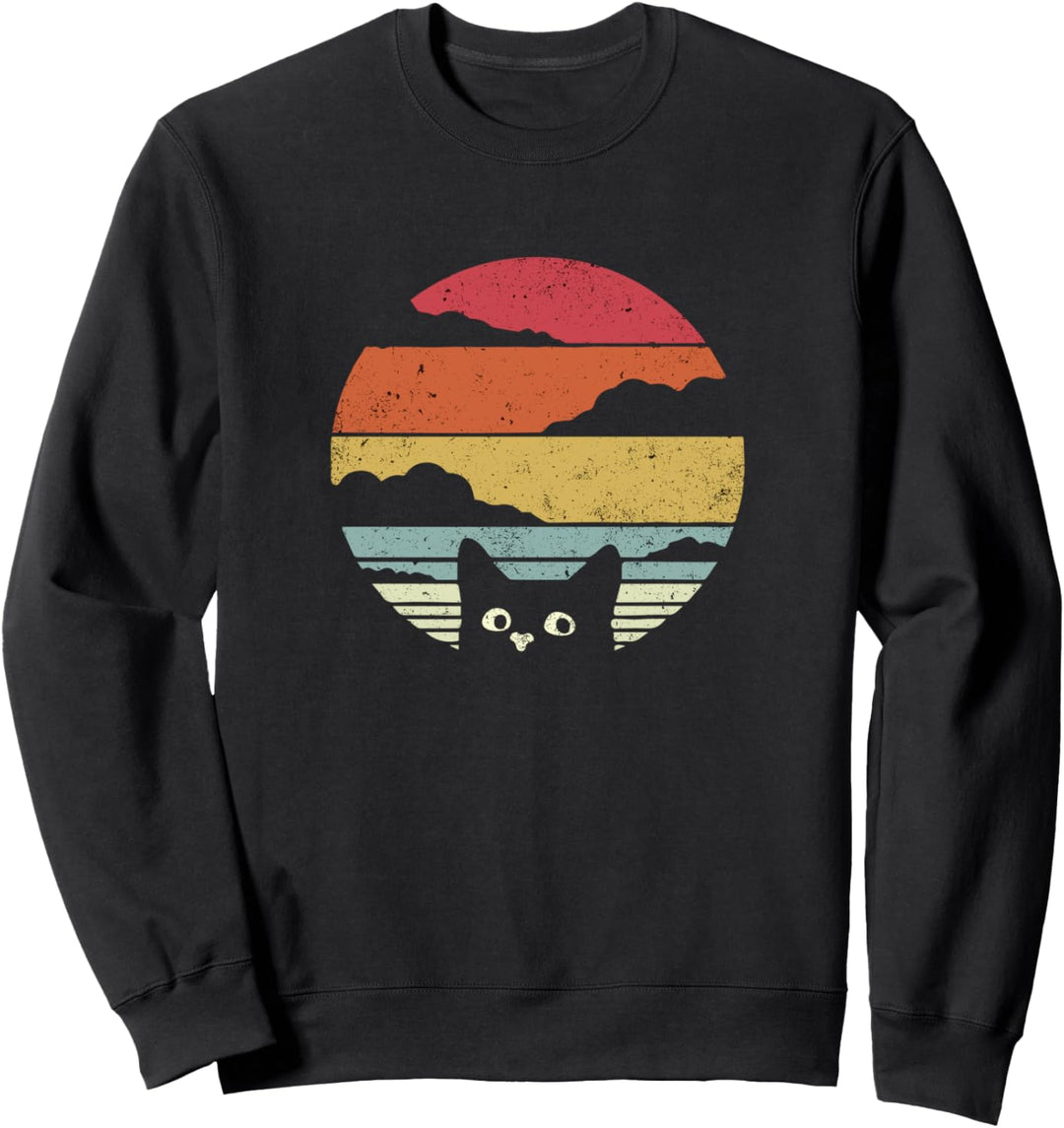 Animal Cute Black Cat Retro EW, People Vintage Sweatshirt