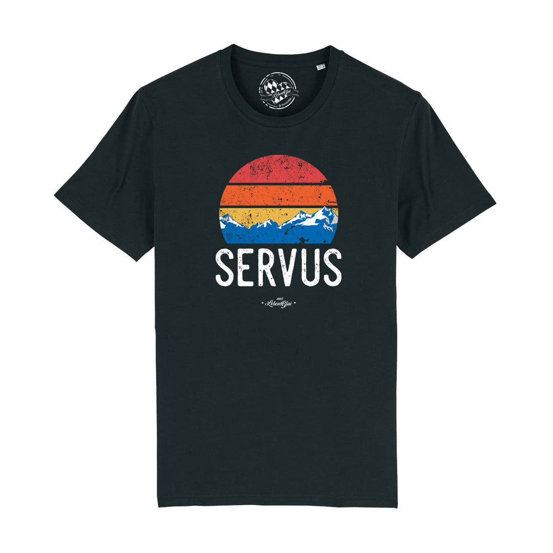 Bavariashop Bayerisches Herren T-Shirt Servus L Schwarz, L Schwarz