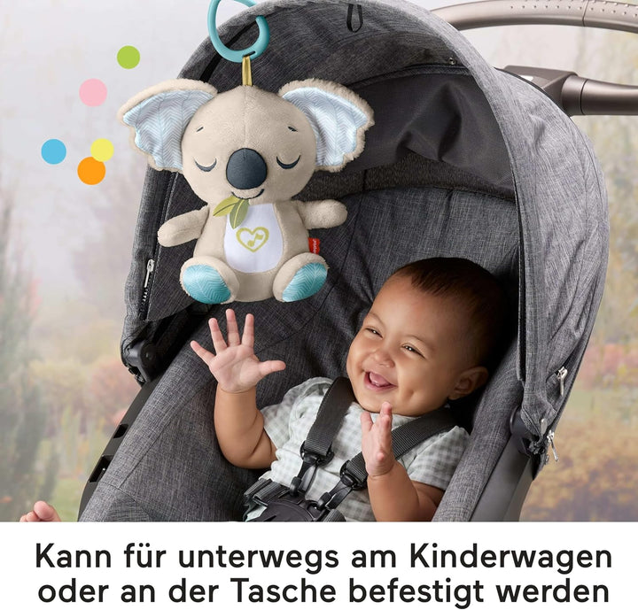 Fisher-Price Baby-Spielzeug für unterwegs Koala-Spieluhr, Plüsch-Spieluhr mit weissem Rauschen und M