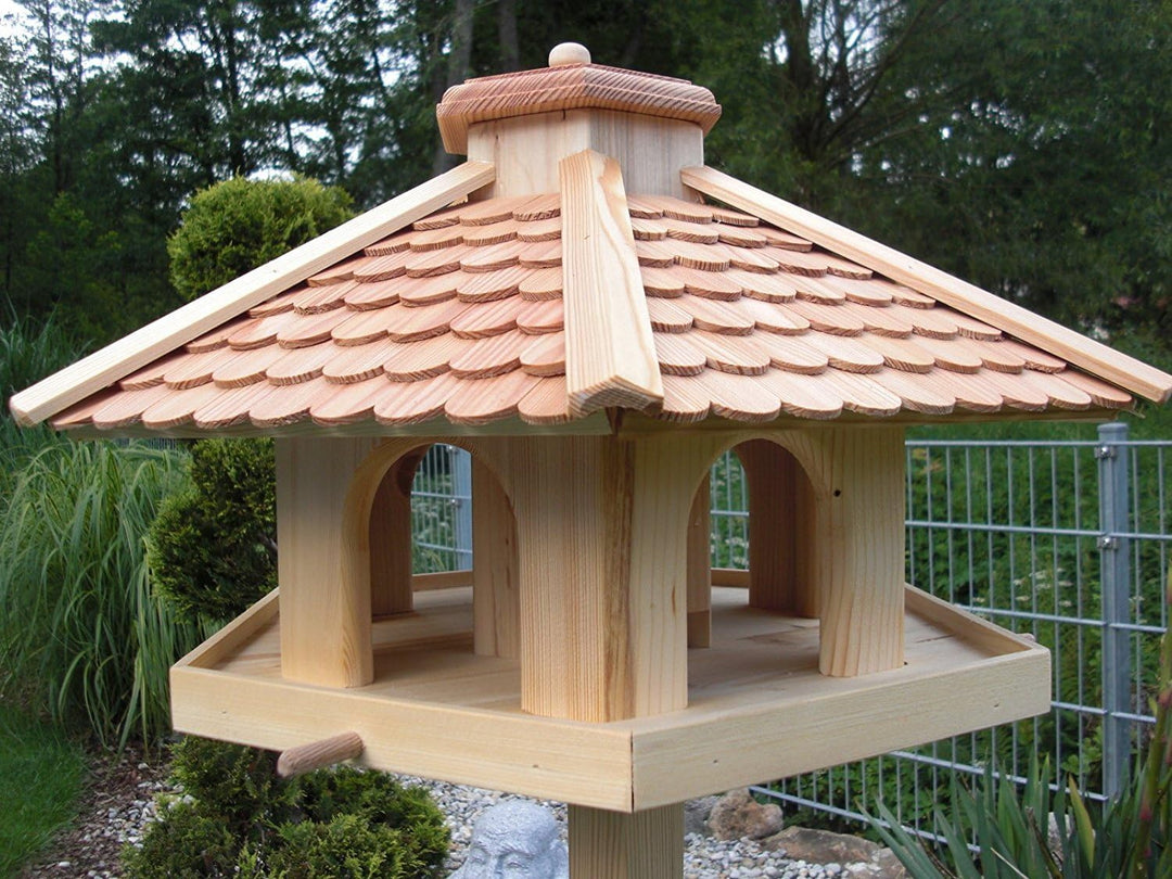 XXL Premium (V52) Lärchenholz Vogelhaus Vogelhäuser Vogelfutterhaus Vogelhäuschen-aus Holz- Lärche