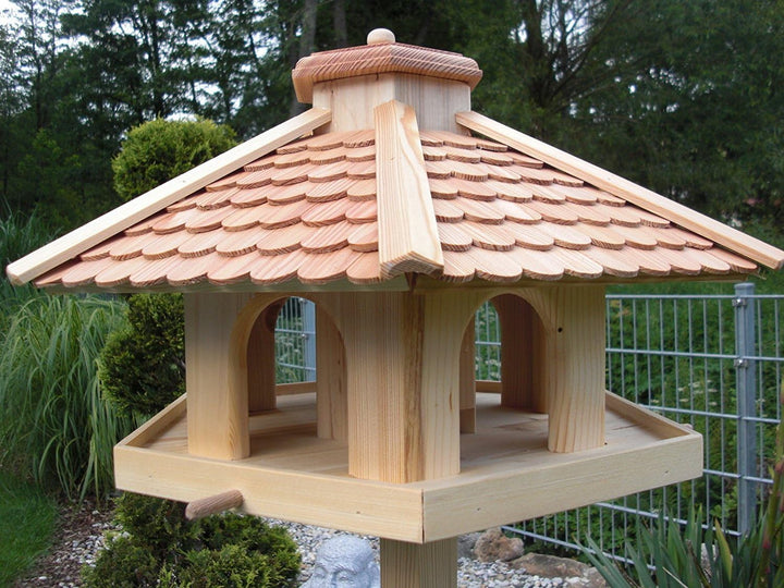 XXL Premium (V52) Lärchenholz Vogelhaus Vogelhäuser Vogelfutterhaus Vogelhäuschen-aus Holz- Lärche
