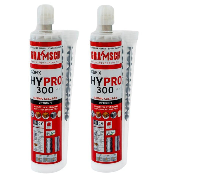 HYPRO 300 Injektionsmörtel Verbundmörtel inkl. 2x Statikmischer für Schwerlastbefestigung, Montagemö