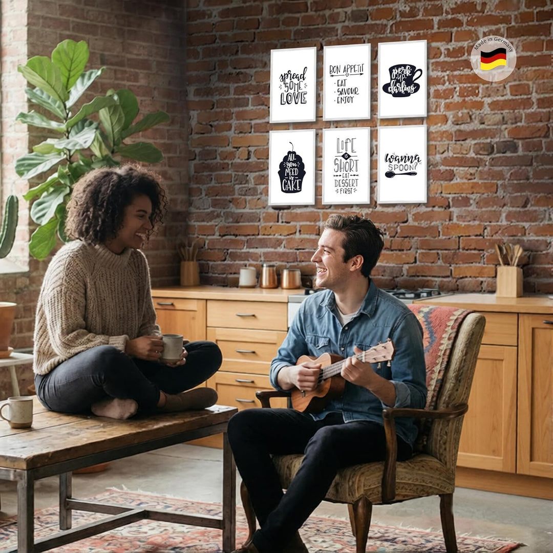 Novart Wandbilder Set - KOMPLETT AUFHÄNGFERTIG - Made in Germany - Moderne Bilder Küche Esszimmer Kü