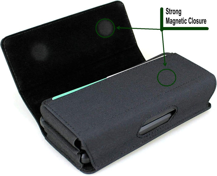 aubaddy Gürteltasche für Zwei Handys, Querformat, Nylon Double Decker Gürtelclip für iPhone 11 Pro M