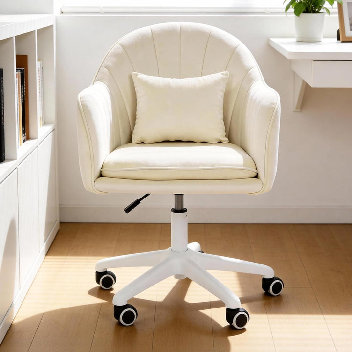 Ergonomischer Bürostuhl, 360°Drehstuhl mit Kopfkissen, Höhenverstellbarer Schreibtischstuhl, Schmink