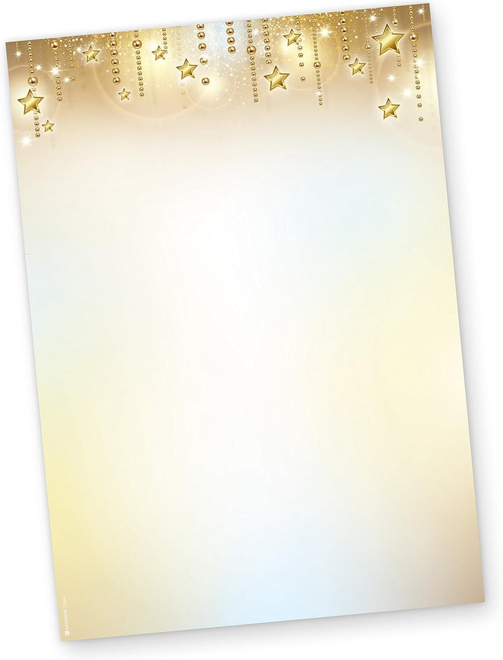 Briefpapier Weihnachten Set STARDREAMS (25 Sets ohne Fenster) DIN A4 90g Weihnachtsbriefpapier mit U