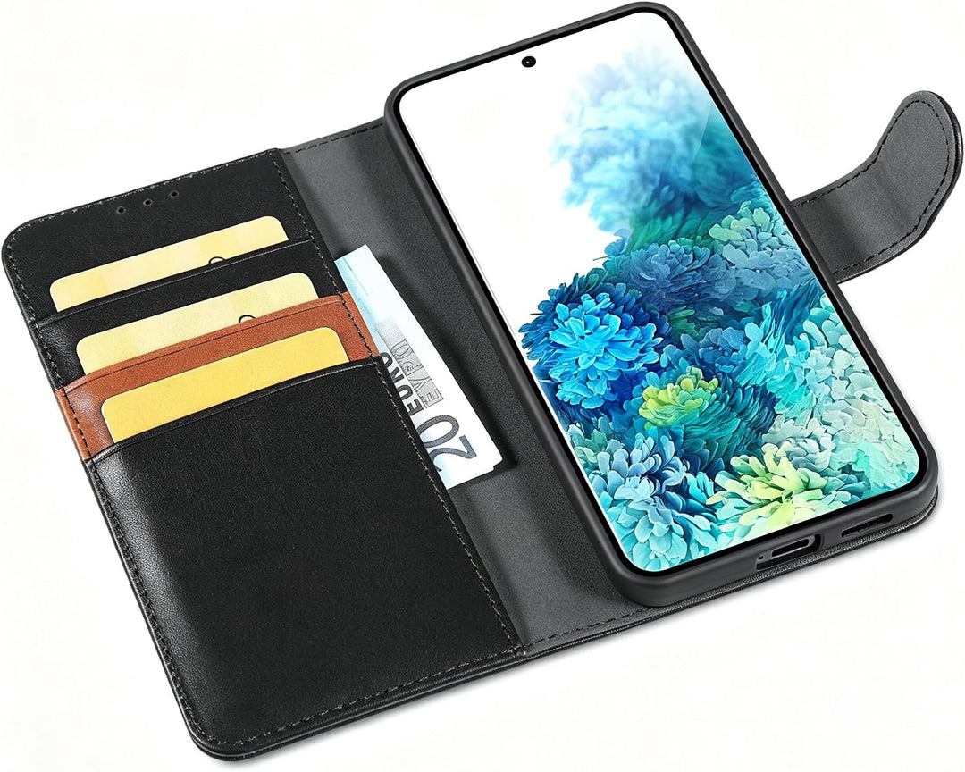 LENSUN Echtleder Hülle für Samsung Galaxy S20 Plus, Handyhülle [Echtes Leder] [Magnetverschluss] [RF